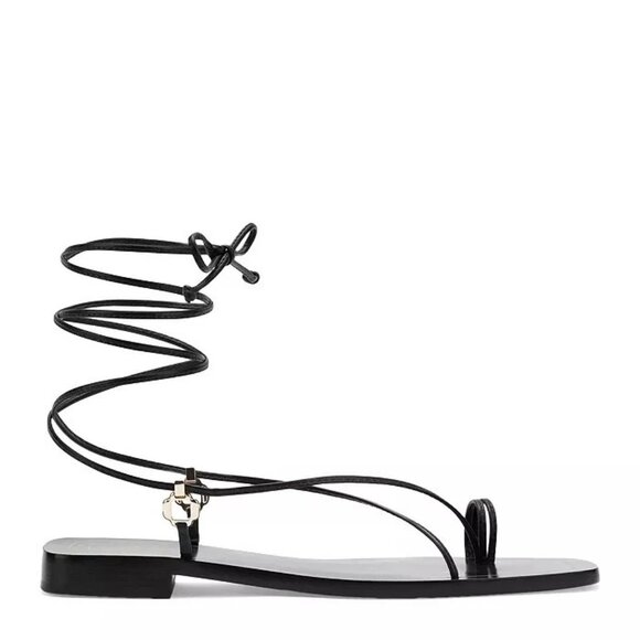 New! Larroud Portofino Ankle Tie Toe Ring Flat Sandals Bright Orange Sz 7 DD531 - Picture 1 of 4